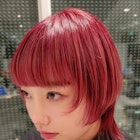 マッシュウルフにピンクレッドカラー○