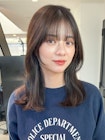 セミロング　顔周り　後毛　オリーブカラー　原宿　表参道