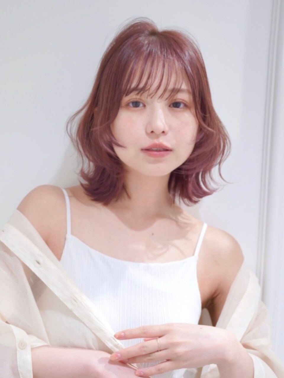 大人可愛いレイヤーボブ×カシスピンク　20代30代
