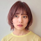 フェイスレイヤー/レイヤーカット/レイヤーボブ/ピンクブラウン