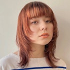 ウルフレイヤー/レイヤーカット/ミディアム/オレンジブラウン
