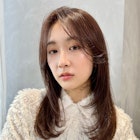 かきあげバング/ベージュピンク/エアストレート/馬車道