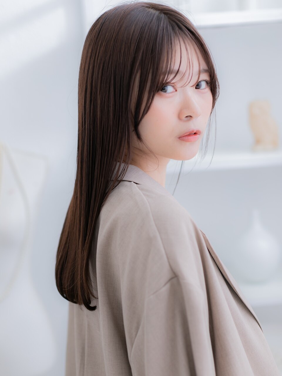 シースルーバングアースカラーエアストレートa上尾