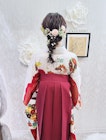 卒業式 袴着付け 編みおろし×花飾り