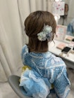 浴衣ボブハーフアップ