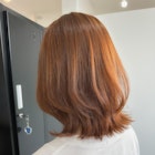 オレンジブラウン×くびれボブ