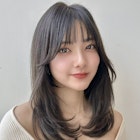 ロングレイヤーブリーチなしアッシュグレージュ顔周りRI-18