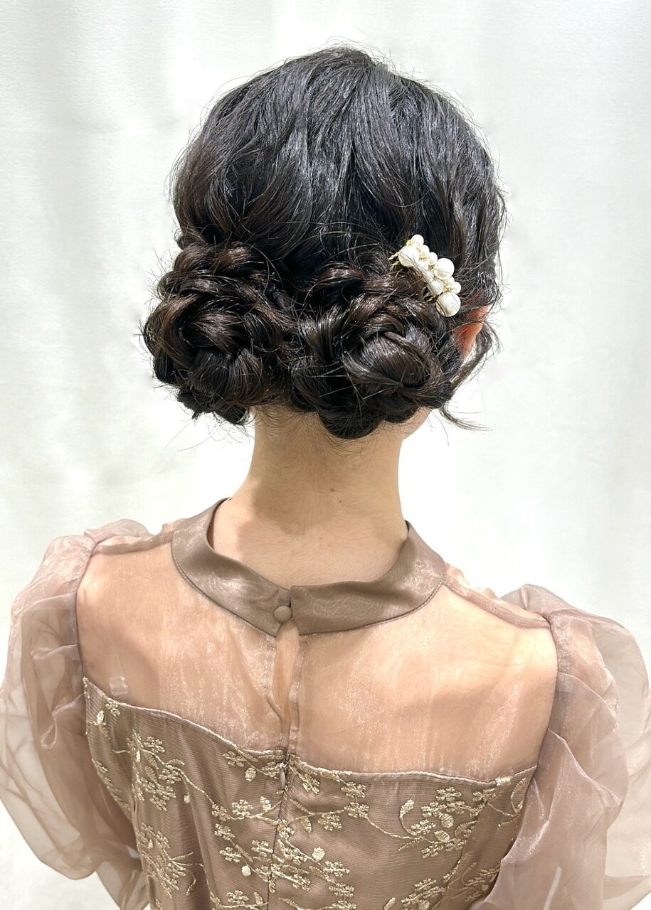 ふわふわツインヘア/結婚式お呼ばれヘア/二次会ヘア/参列ヘア