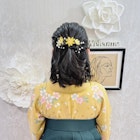 卒業式 袴着付け ハーフアップ 花飾り パールピン