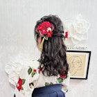 卒業式 袴着付け ハーフアップ×花飾り