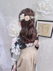 卒業式 袴着付け ハーフアップ×花飾り