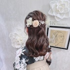 卒業式 袴着付け ハーフアップ×花飾り