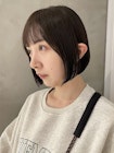 ダークブラウン/ボブ/前下がりボブ/シースルーバング