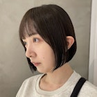 ダークブラウン/ボブ/前下がりボブ/シースルーバング