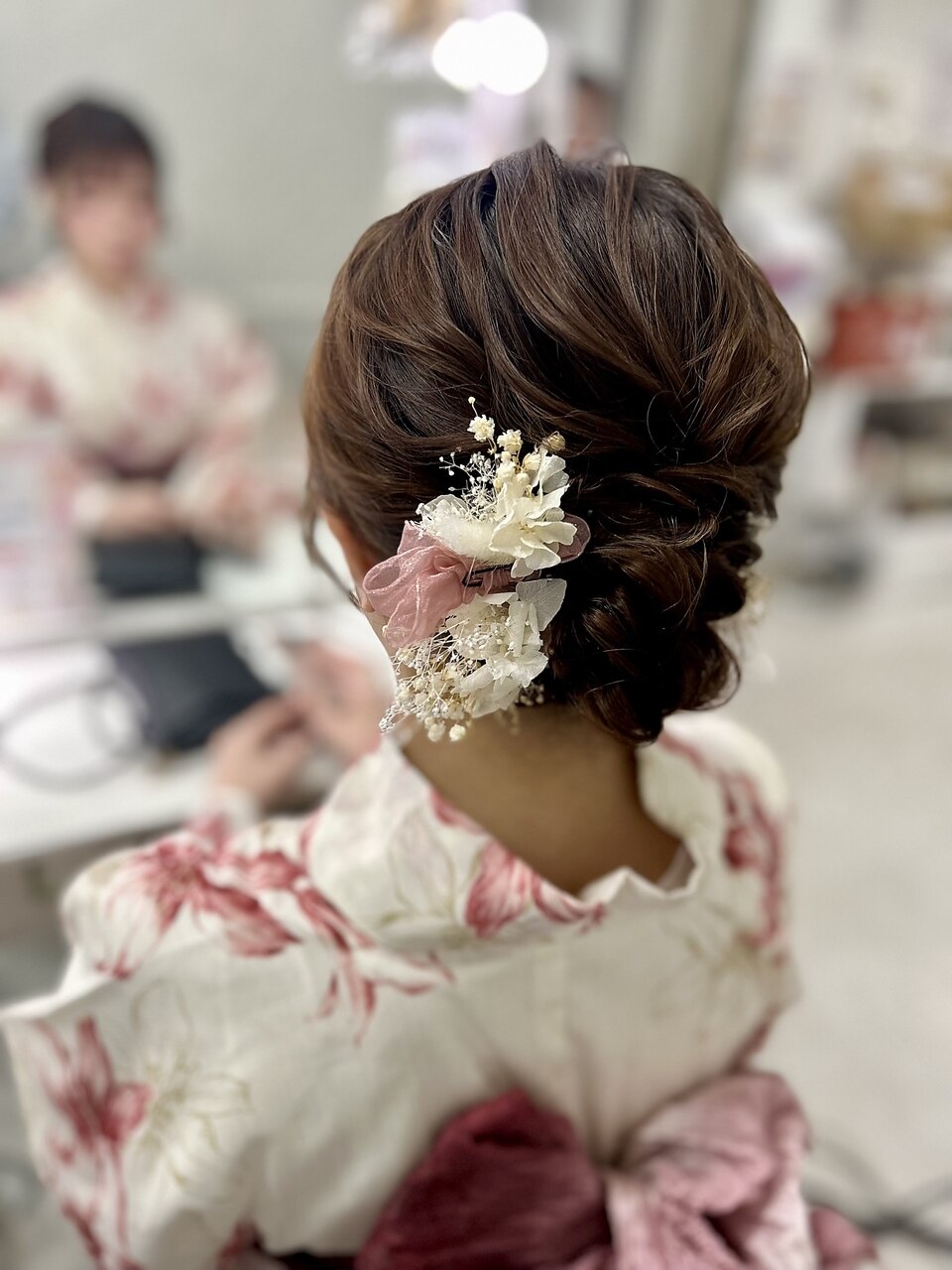 浴衣ミディアムアップヘアセット