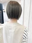 福山市美容室Caary大人気ミニボブ透明感オリーブグレージュ