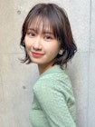 ワイドバングボブ/20代30代/くびれミディ