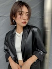 レイヤーカット ウェットヘア オリーブベージュ 大人ヘア 原宿