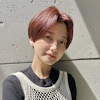 ☆【春日美月】ブリーチ無しチェリーカラー★ハンサムショート