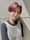 ☆【春日美月】ブリーチ無しチェリーカラー★ハンサムショート