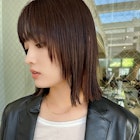 レイヤーカット ウェットヘア オリーブベージュ 大人ヘア 原宿