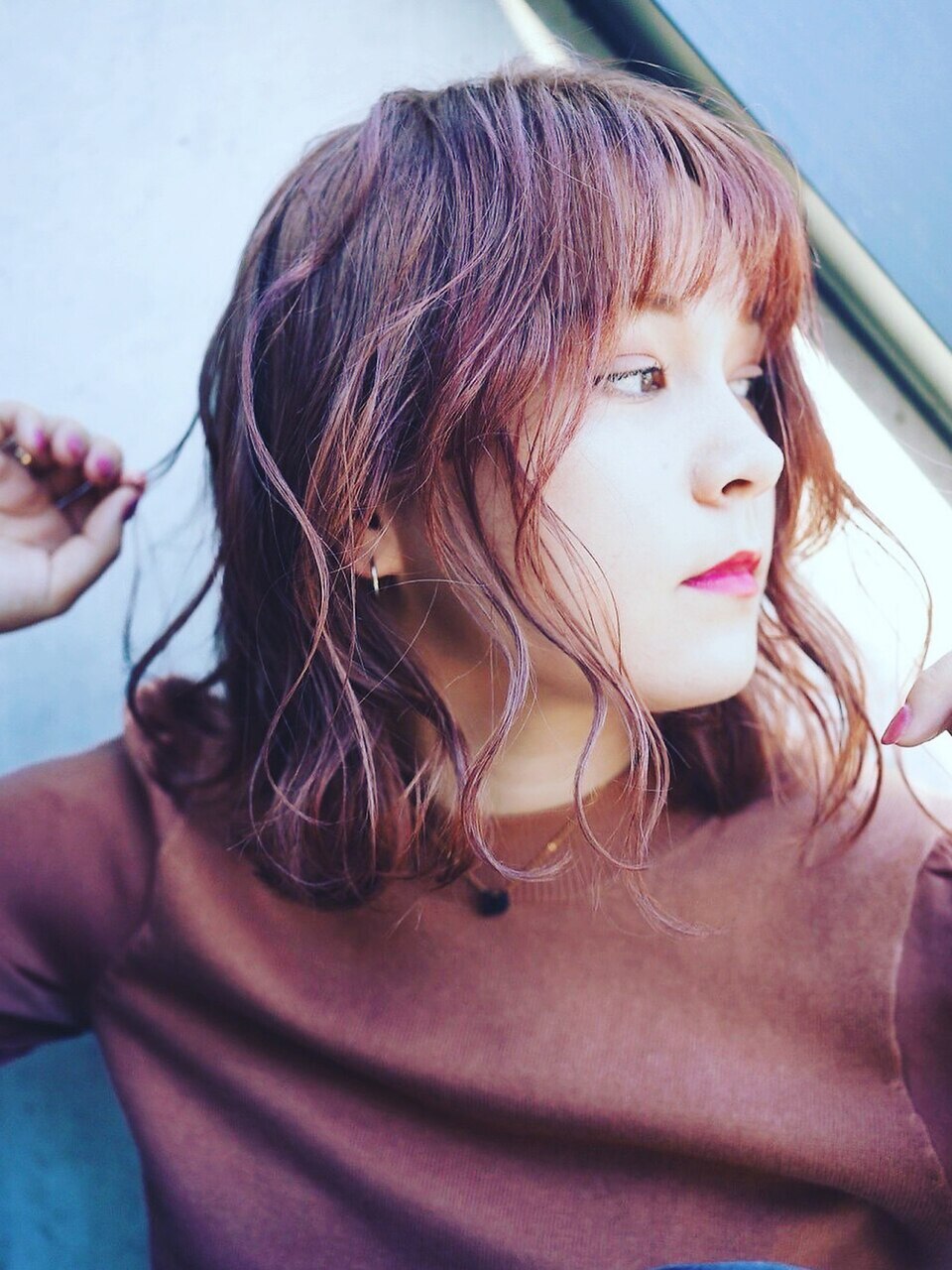 顔まわりにレイヤー入ったミディアム！ちゃんと小顔