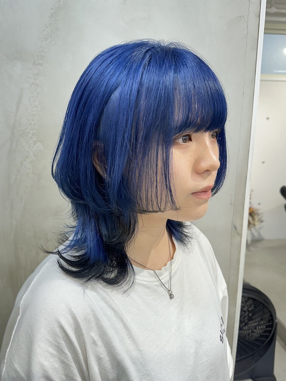 ○青髪×ロングウルフカットレイヤーカットロング姫カット○