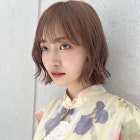 ボブ ピンクベージュ 外ハネボブ