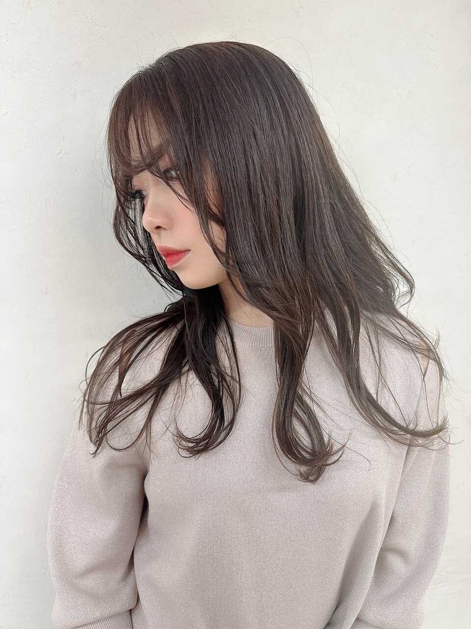 美髪　顔周りレイヤー＆ラベージュカラー
