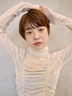 【清水】マッシュショートオレンジブラウンシースルーバング