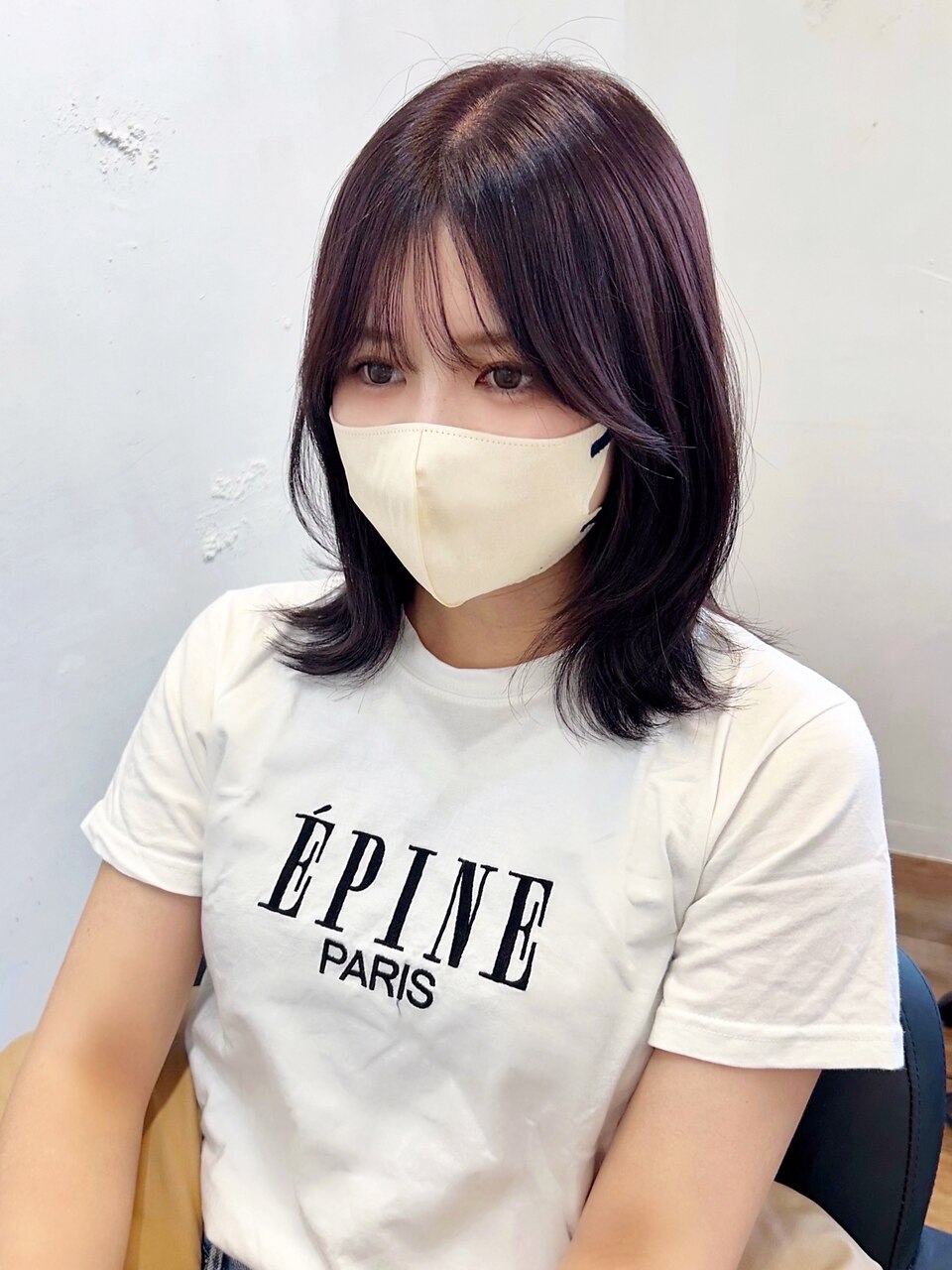 〇くびれヘア ブリーチなし ラベンダーグレージュ 韓国ヘア