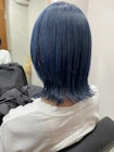 【デザインカラー】ブリーチカラー　ネイビーブルーカラー　ボブ