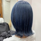 【デザインカラー】ブリーチカラー ネイビーブルーカラー ボブ