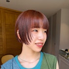 ミニボブ/オレンジカラー/ブリーチなしカラー/顔周りレイヤー