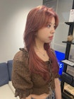 レイヤー　顔周り　ピンクベージュ　ブリーチ　原宿　表参道