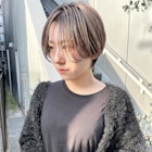 NUDEハイトーンダブルカラー ハンサムショート 大人ショートボブ