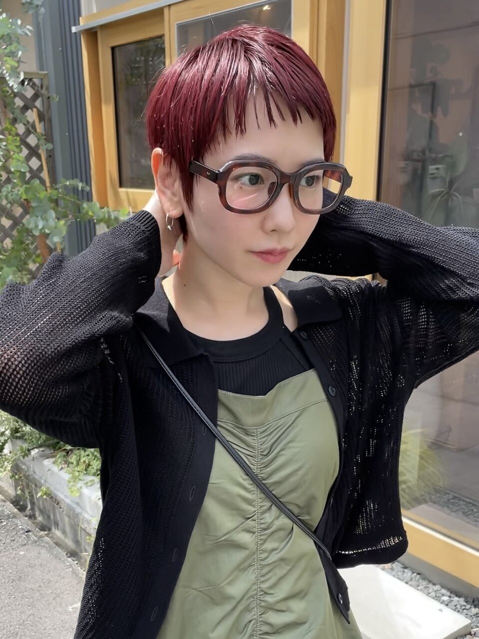 ボルドーカラー×マッシュショート