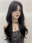 大人レイヤー黒髪ロング韓国ヘア 韓国風くびれ巻きS