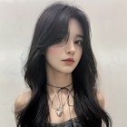 大人レイヤー黒髪ロング韓国ヘア 韓国風くびれ巻きS