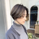 NUDE白髪ぼかしハイライトカラー脱白髪染め大人ショートボブ