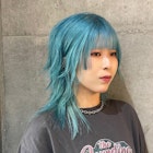 ザクザクレイヤー/韓国スタイル/ウルフヘア/ハイトーンヘア/青髪