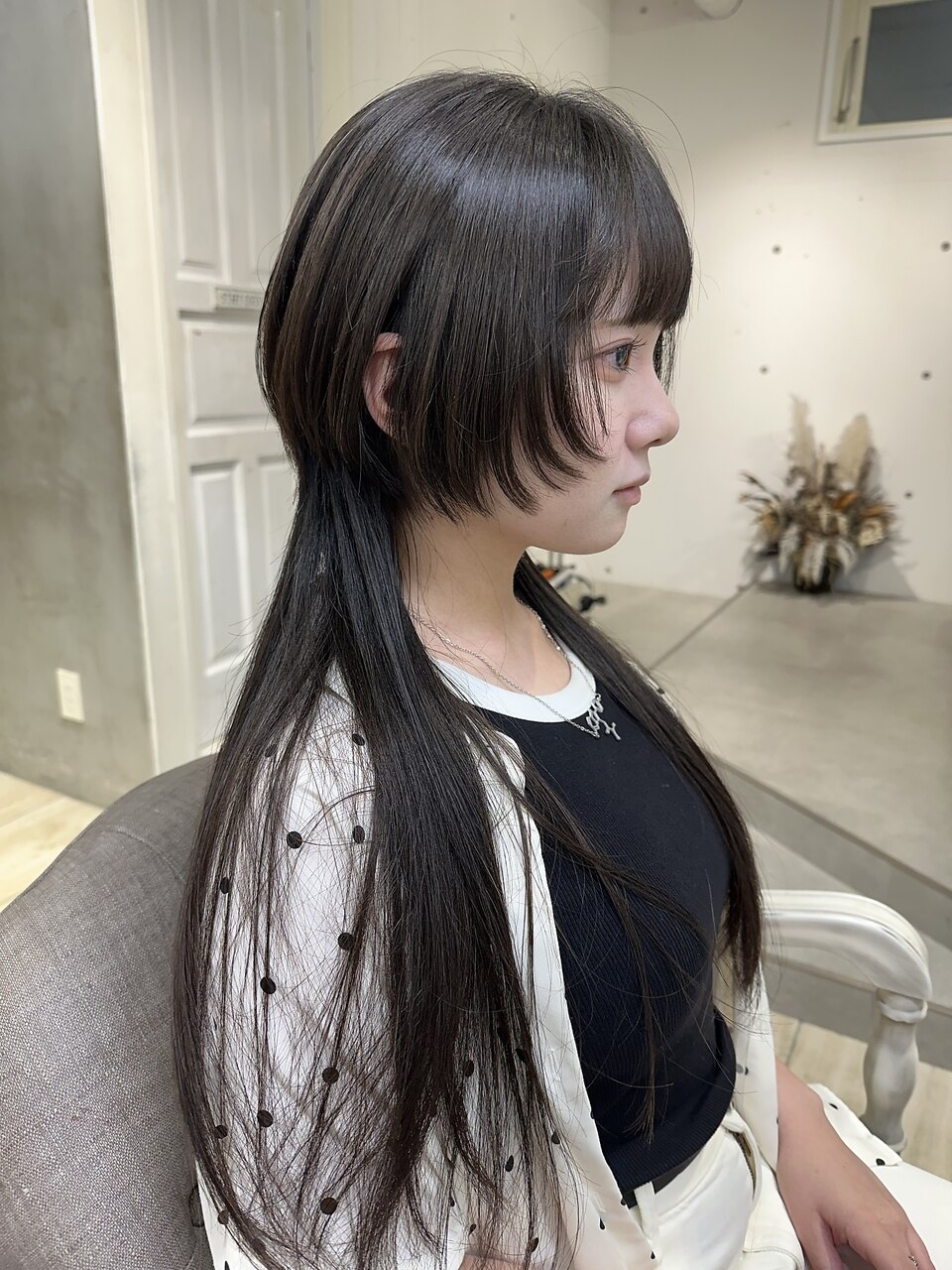 ○顔まわりロングウルフカットクラゲウルフヘアレイヤーカット○