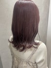 ブリーチなし艶髪ピンクベージュ くびれヘア 似合わせカット