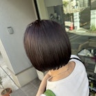 ミニボブ似合わせカット暗髪ツヤ髪ピンクパープル