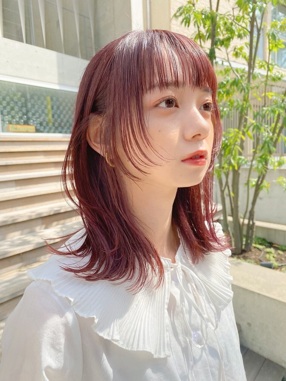 前髪小顔イメチェンこなれミディバブルフワンレン