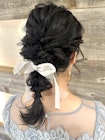 結婚式ヘア 編みおろしヘア ミディアムアレンジ 【肥田亜沙美】