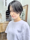 NUDEシースルーバング 前髪カット 大人ショートボブ黒髪ショート