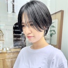 NUDEシースルーバング 前髪カット 大人ショートボブ黒髪ショート