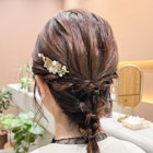 お呼ばれヘア ボブ 編みおろし ミディアム