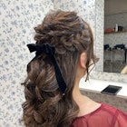 ハーフアップ/リボンアレンジ/結婚式/お呼ばれヘア/参列ヘア